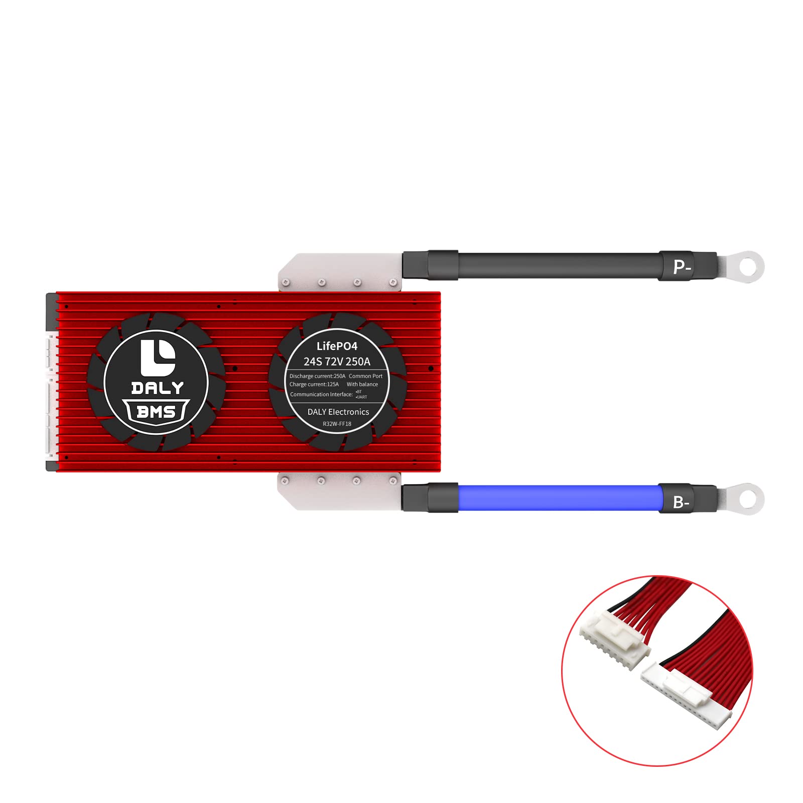DALY LiFePo4 72V Smart BMS 250A 24S with UART Communictaion Bluetooth BMS for Rated 3.2V Lithium Battery Power Bank Protection,Off Grid Application, Solar System(Smart BMS,250A)