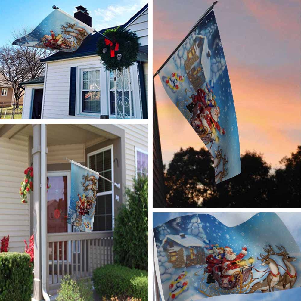 Happy New Year Flagge 90x150 Cm – Winter- & Weihnachtsmotiv Mit Schneeflocken, Aus Wetterfestem Polyester Mit Messingösen