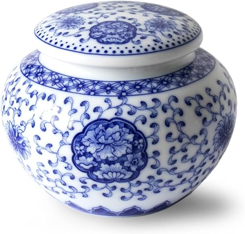 Miniatura 5 de Dahlia Bote de té de porcelana azul y blanco para té suelto, organizador de té hermético Jingdezhen, Lotus 600 ML