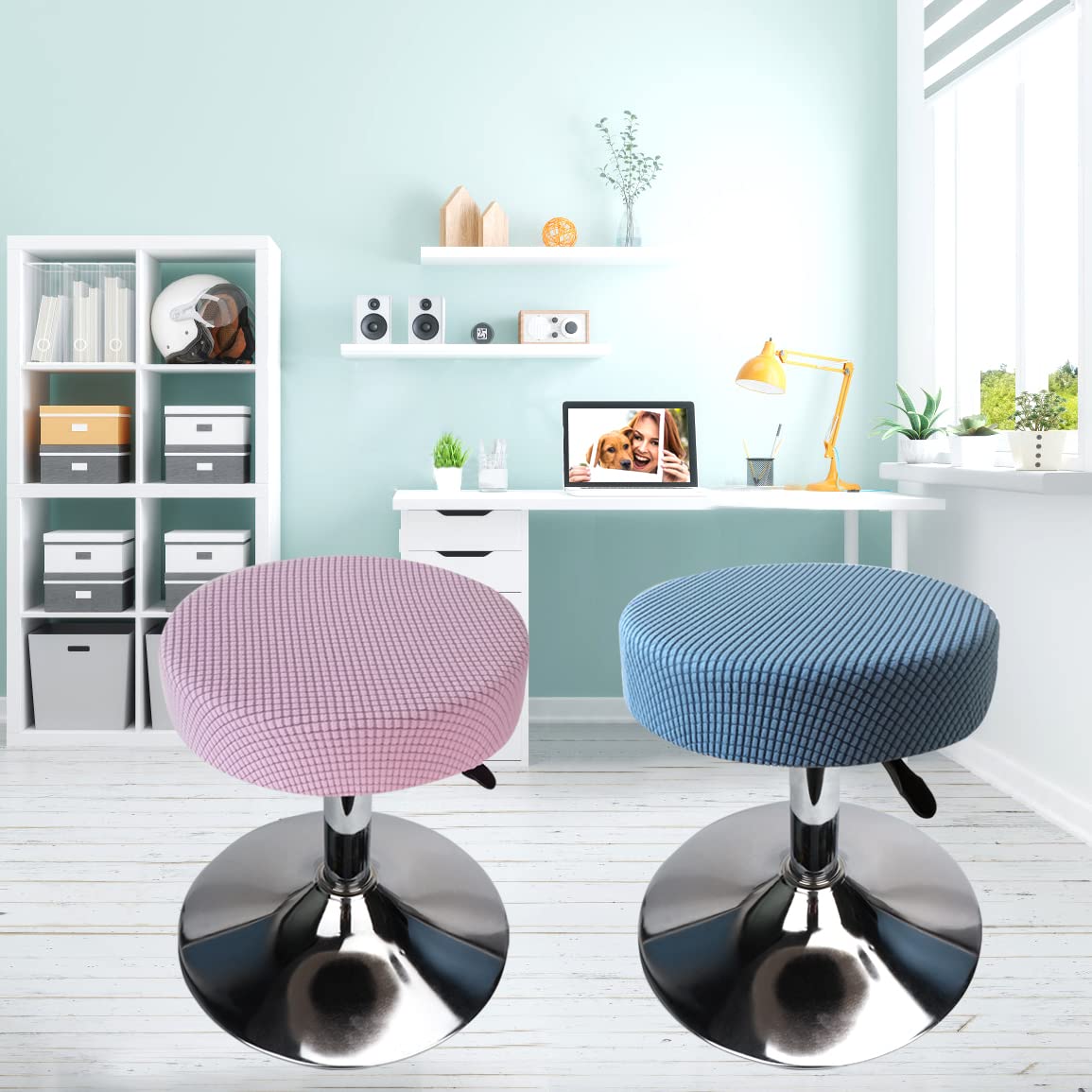 Housse De Tabouret De Bar Extensible - Avec Dossier Rond - Tissu Résistant - Pour Chaise Haute îlot Cuisine