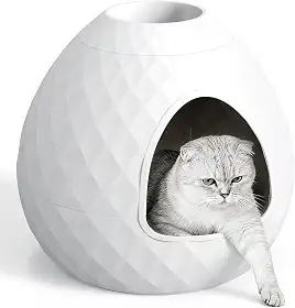 Caixa de areia oculta para gatos com vaso removível superior caixa de areia de planta caixa de areia oculta ventilada para controle de odores multifuncional para sala de estar interna branca (sem