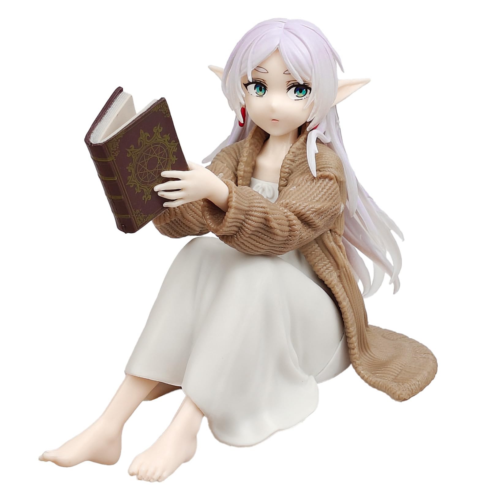 Kanfyyl Frieren Statue, 11 cm Frieren Cartoon Desktop Decoration, Anime Seated Collectibles, Gifts for Fans