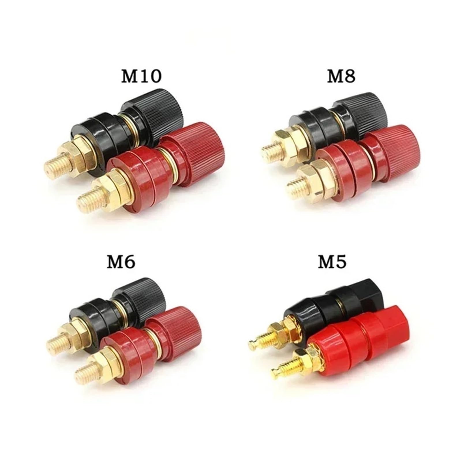 Post di legame terminale di conduttività, Set di morsetti for terminali Nero Rosso M5/M6/M8/M10 1/2/3/5/10/20 Pz