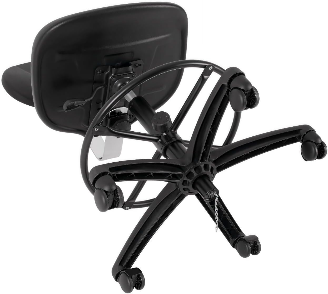 TAKE UR SEAT® Cleanroom Ergonomic ESD Chair Stool, Tilt Lumbar & Seat Depth Adjustment 18" Dia. Adjustable Fooring,HD Base,23" to 33" Height Adjustment (Tall Bench Height,Standard Casters)