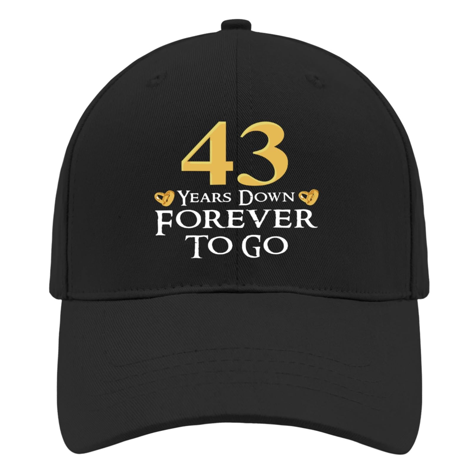 43 Years Down Forever to Go Hats Baseball Hats AllBlack Golf Hats Men Gifts for Son Cycling Cap