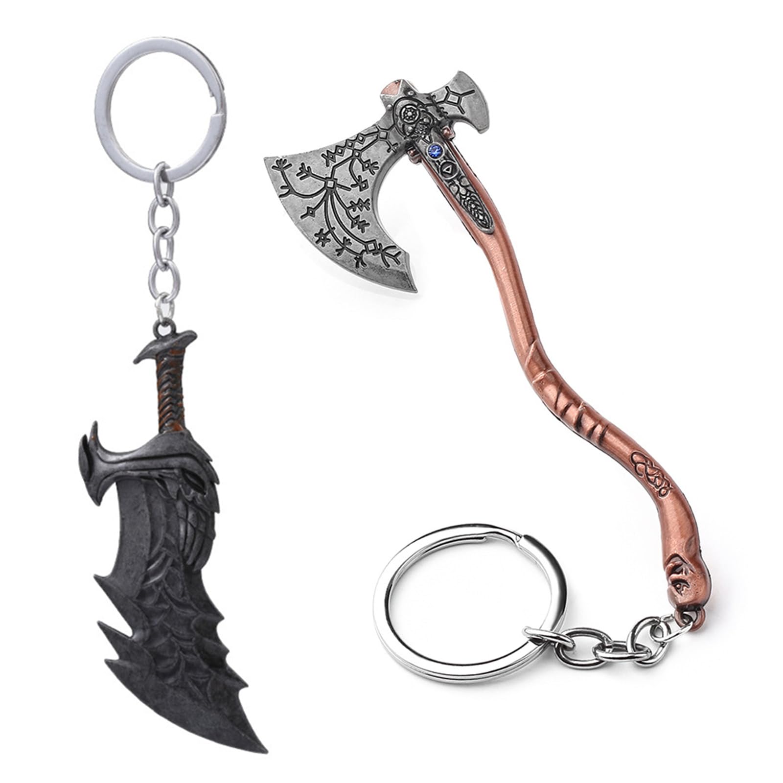 JinYuGod OW. Keychain Kratos Leviathan Axe Keychain Blades of Gifts for Men Teens Game Fan