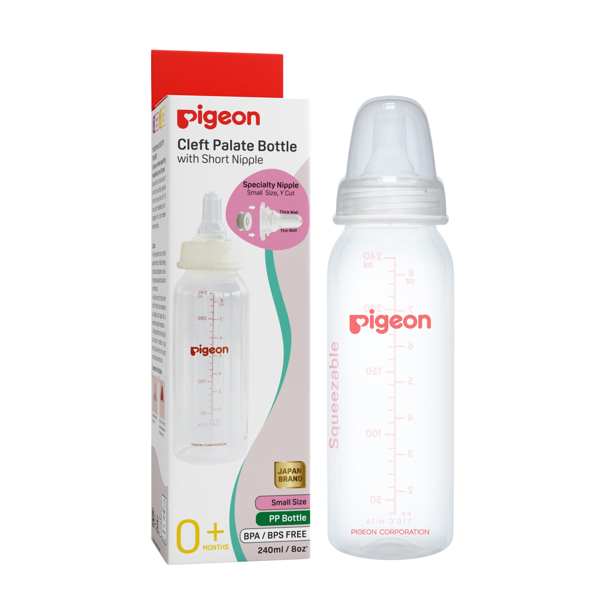 Pigeon Cleft Palate Feeding Bottle with Special Y-Cut Nipple | Anti-Colic, BPA-Free, Silicone Nipple | Slim Neck, 240ml | for Infants with CLP & Low Sucking Strength | 0+ Months (Regular)-image-22