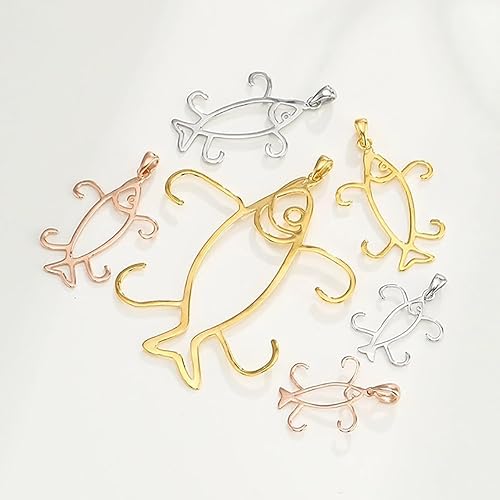 Miniatura 4 de Base colgante de plata de ley 925 con forma de pez, ajuste en blanco, ajuste irregular de montaje de cabujón, collar hecho a mano, fabricación de