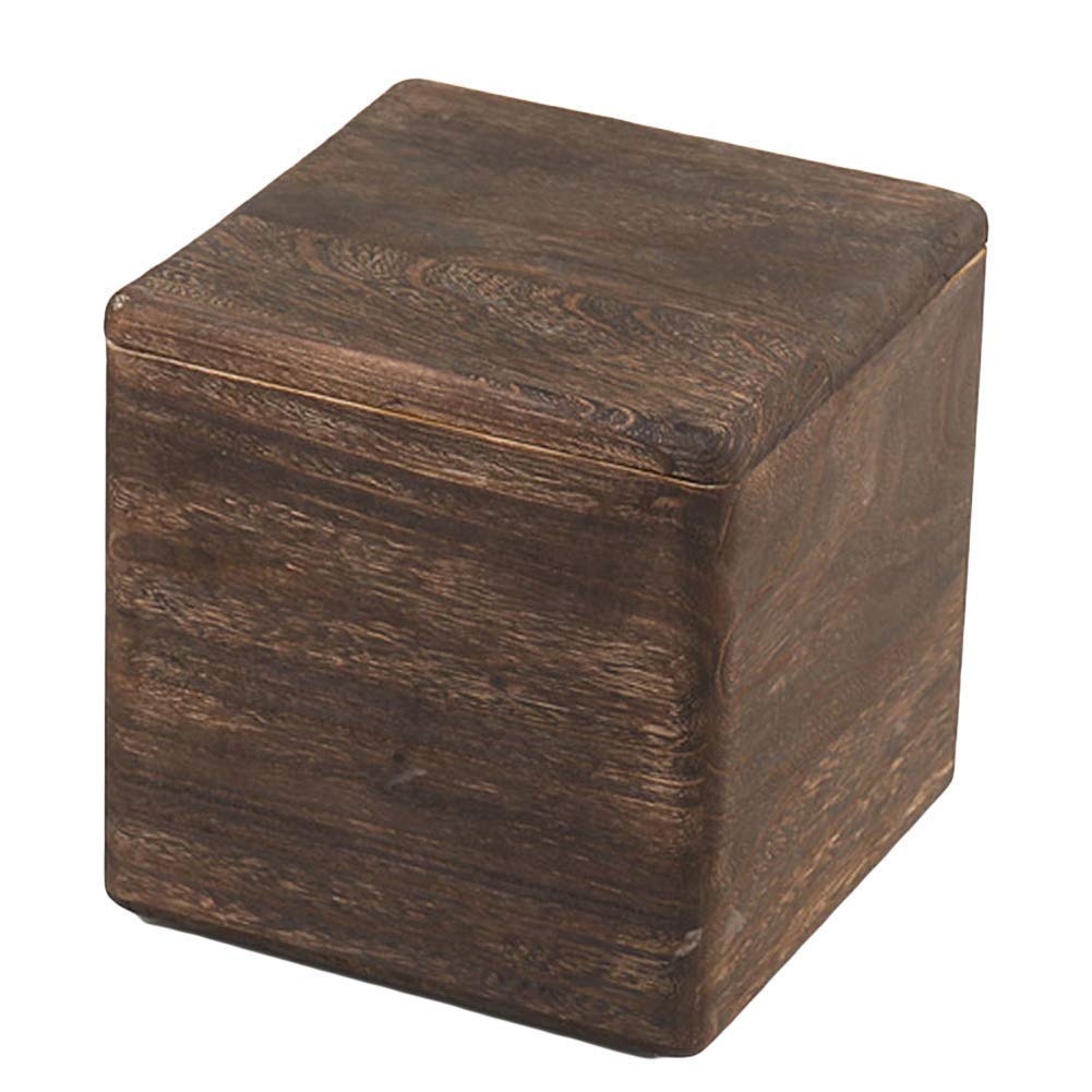 Pouf Table d'Appoint Salon en Bois Massif : Idéal pour Ranger les Oreillers et Magazines