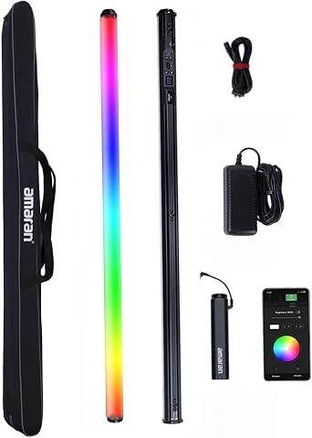 Aputure Amaran T4C RGBWW LED Tube Light، 40W 2500K-7500K قابل للتعديل دعم عصا الضوء المحمولة APP و DMX Control 120cm
