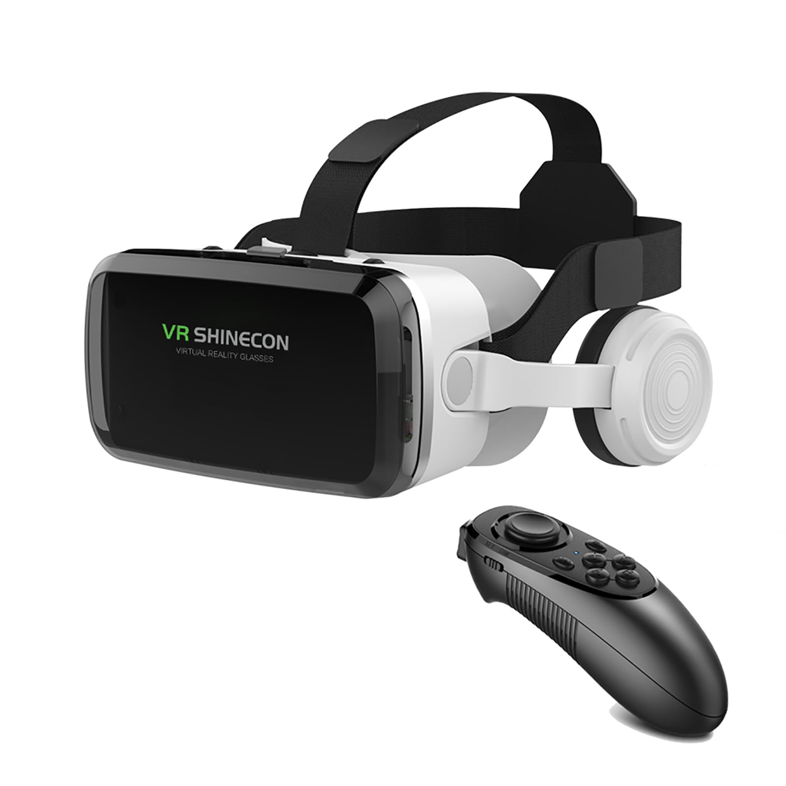 Cuffie VR 3D con auricolari Bluetooth integrati, lenti anti-luce blu, compatibile con iOS Android, per iPhone Samsung Smartphones, ideale per film home theater e giochi coinvolgenti