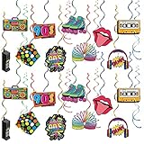 32-teiliges 90er-Party-Dekorationsset Zurück in die 90er-Party, hängende Wirbel, Bunte 90er-Hip-Hop-Retro-Deckendekorations-Luftschlangen für 90er-Rock-Hippie-Disco-Party-Themenzubehör