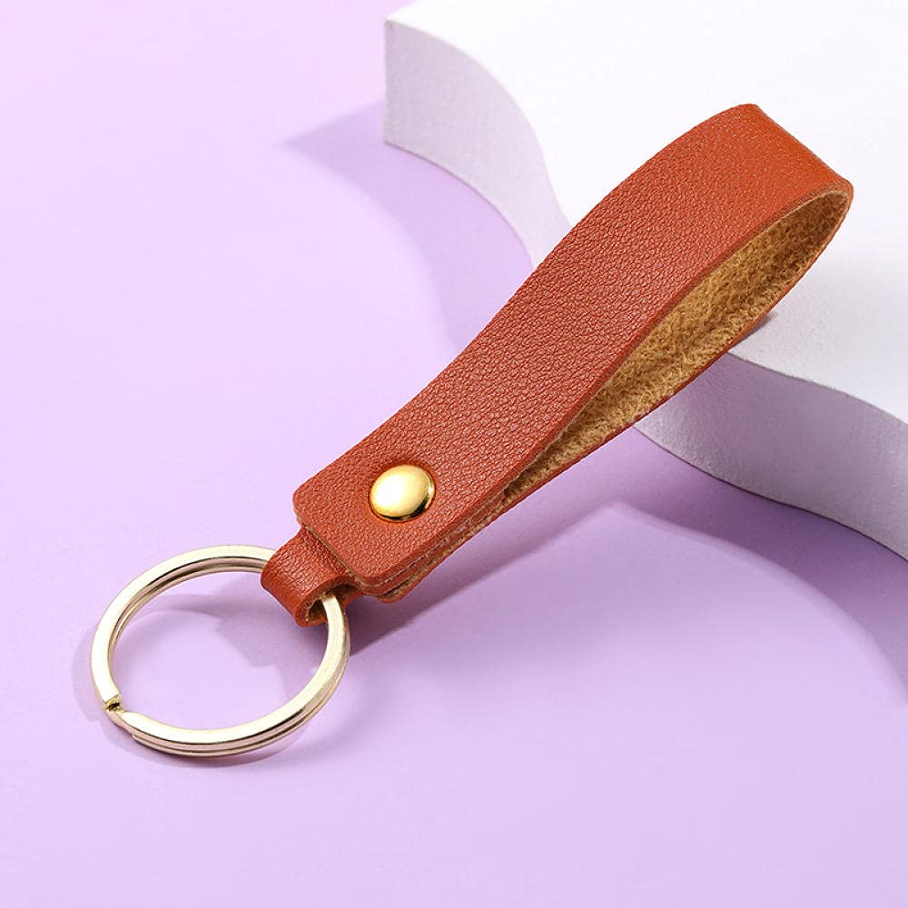 BATLAM Llavero Llavero Accesorios Llaveros Llavero de Cuero con botón Simple Llavero de Cuero Brillante Llavero de Coche Llavero (Marrón 15 cm)