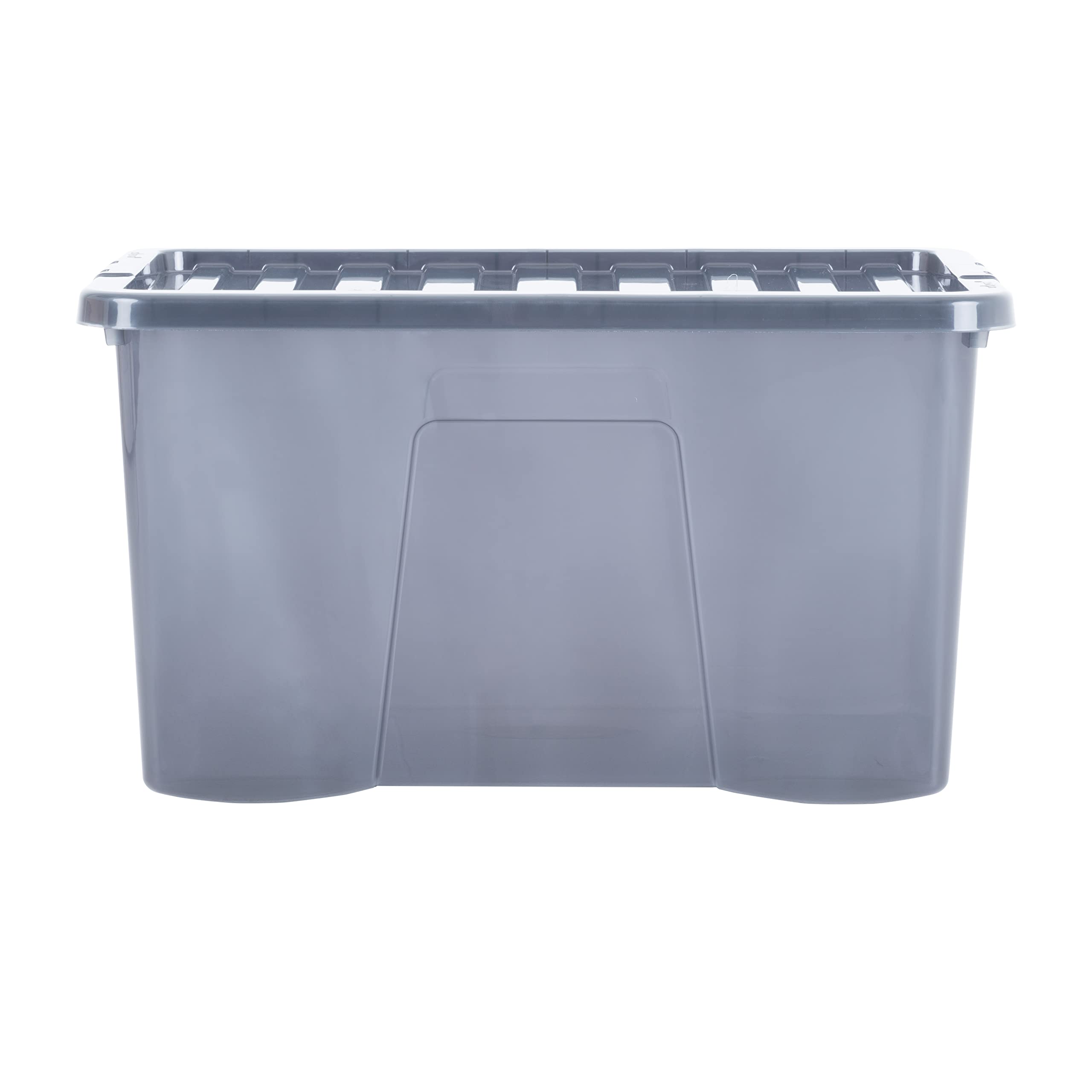 Wham Crystal 60L Box & Lid (Pack 3, Smoke (Black))