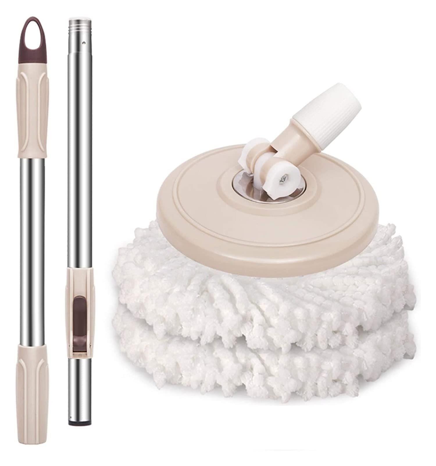 rotary mop, Wet and dry mop 360 Degree Rotatable Adjustable Triangle Cleaning Mop, Rotating Heads cleaning(Beige,Type B mop head 2 piece)