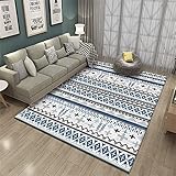 AU-OZNER alfombras habitacion niño Alfombra Azul, Patrón Abstracto Pisos De Ocio Alfombra Simple para Balcónalfombras Baratas,Azul,100x160cm