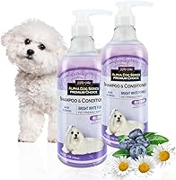 Alpha Dog Bright White Whitening Shampoo & Conditioner for Dogs - 2-in-1 Tear-Free, Aloe Vera, pH Balanced, 26.4oz Pack of 2