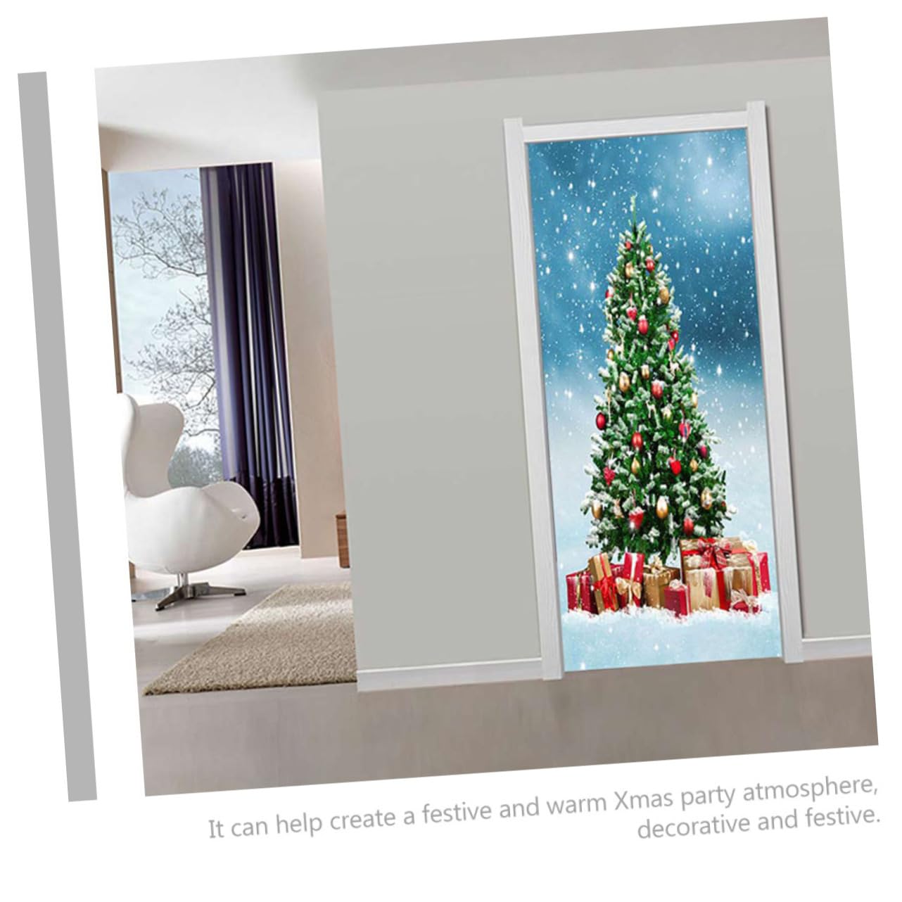 Alipis 6 Feuilles autocollant de porte Signes de Noël ornements décoratifs d'arbre de Noël decoration sapin de noel décoration sapin de noel fenêtre de noël s'accroche Décorations de fête