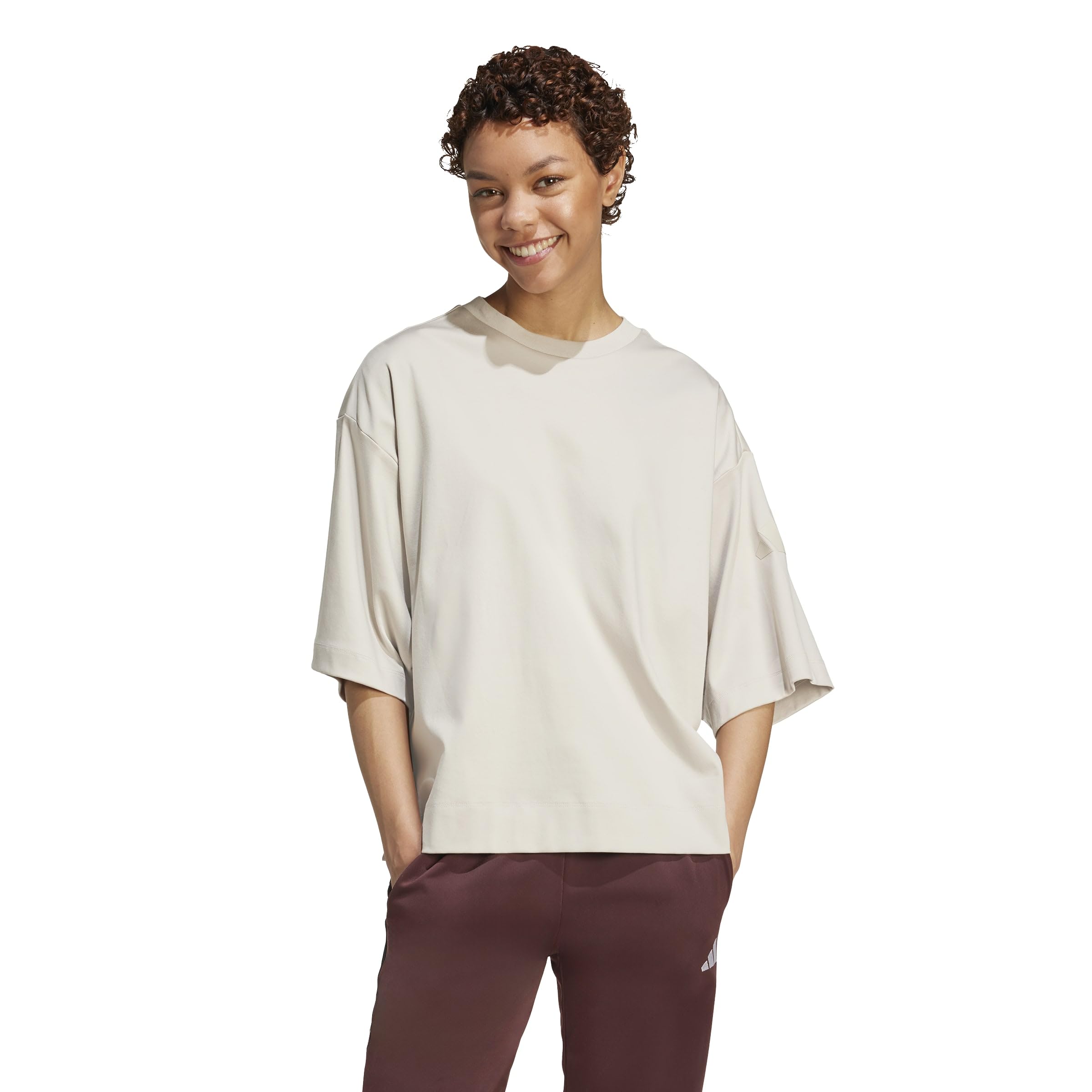 adidas Women's All SZN Soft Lux Loose T-Shirt, Wonder Alumina, X-Large