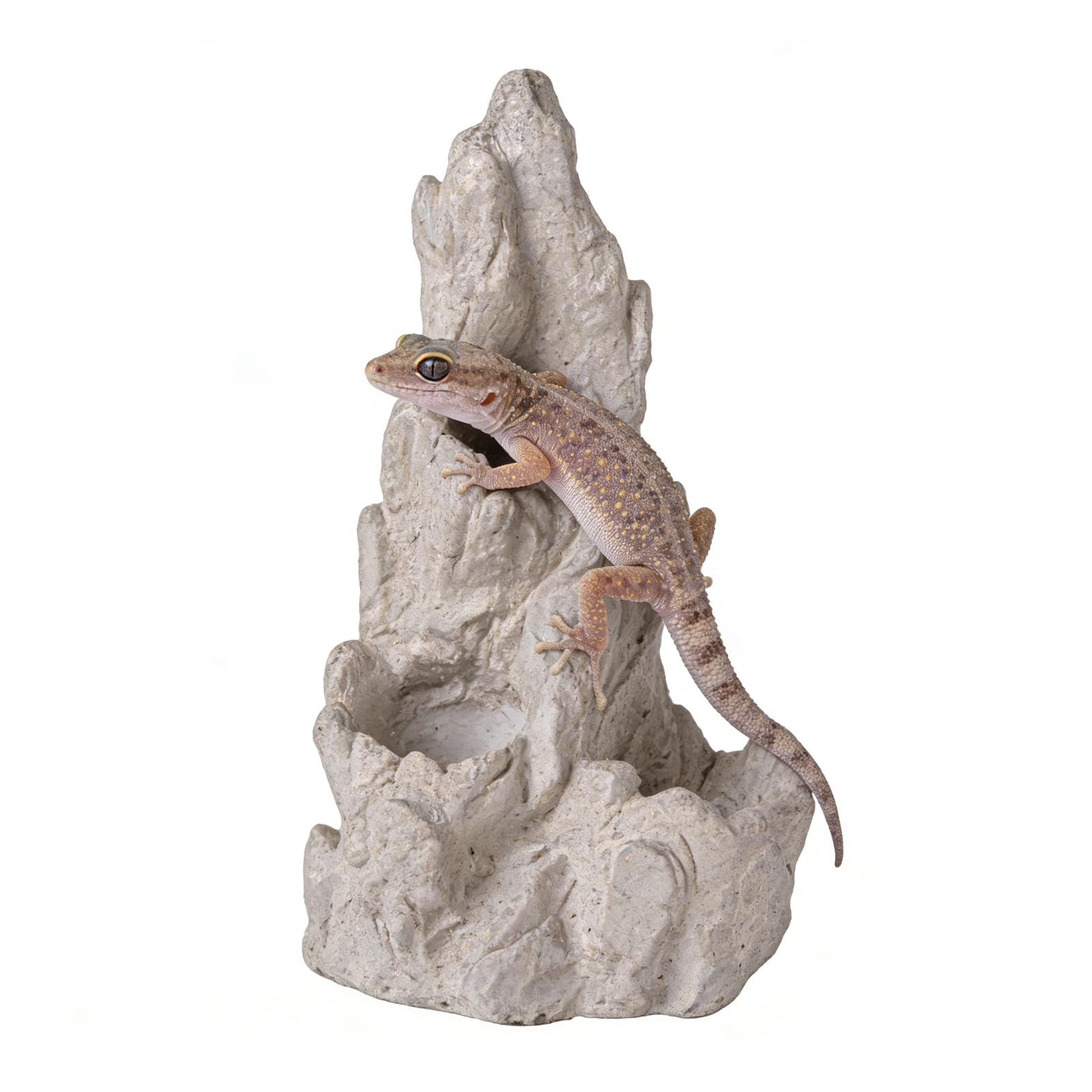 Duuclume Pet Reptile Mountain View Rock – Realistic Artificial Stone Hideout & Climbing Decor with Non-Slip Pad, Ideal for Aquariums & Ornamental Fish Ponds (Grey)