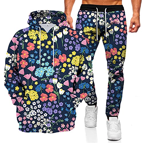 Ensemble sweat à capuche et pantalon 3D imprimé floral décontracté Lmst5165