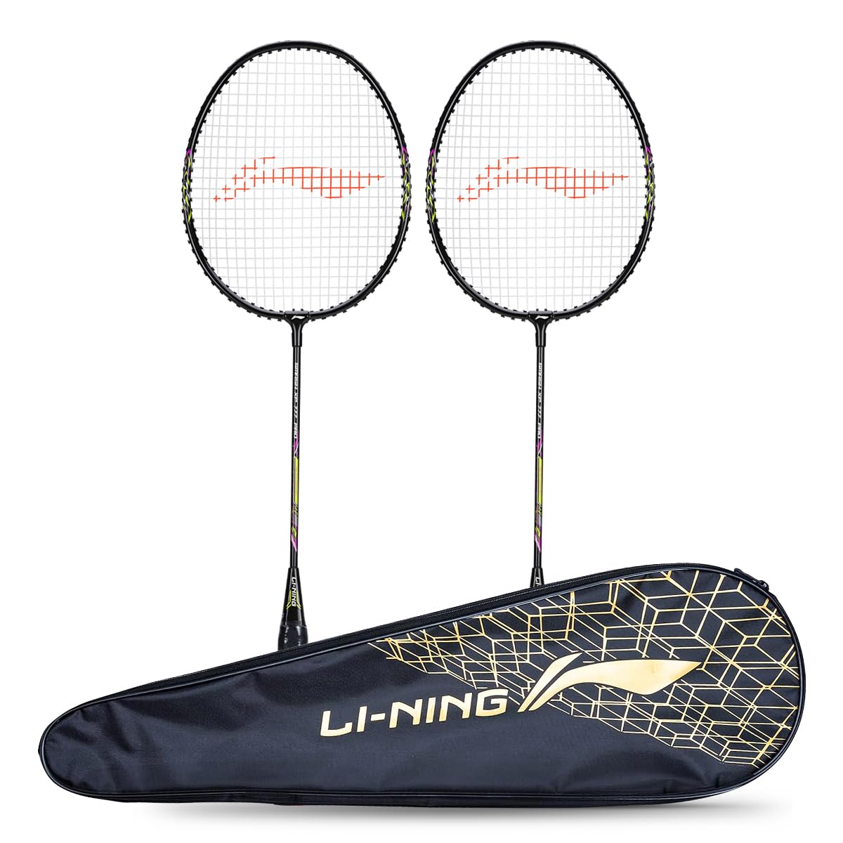 Li-Ning Smash XP PRO Badminton Combo of 2 Badminton Rackets and 1 Racket Full Cover