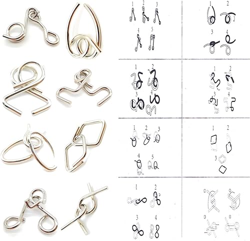 Miniatura 4 de Qiandier Rompecabezas de madera 3D 5pcs con 8pcs Metal Brain Teasers Puzzles Mind Game Juguetes Set para adolescentes y adultos Alta Dificultad