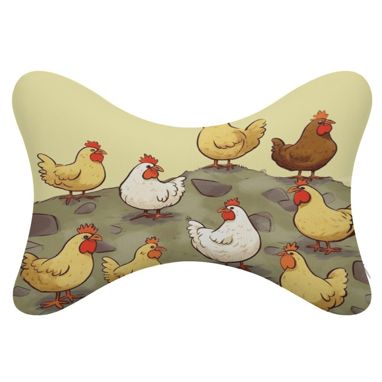 FekiLoot A Brood of Chickens Car Headrest Set of 2,Softness Memory Foam Car Neck Pillow with Breathable Removable Cover Car Neck Support Pillow Ergonomic for Driving, Office