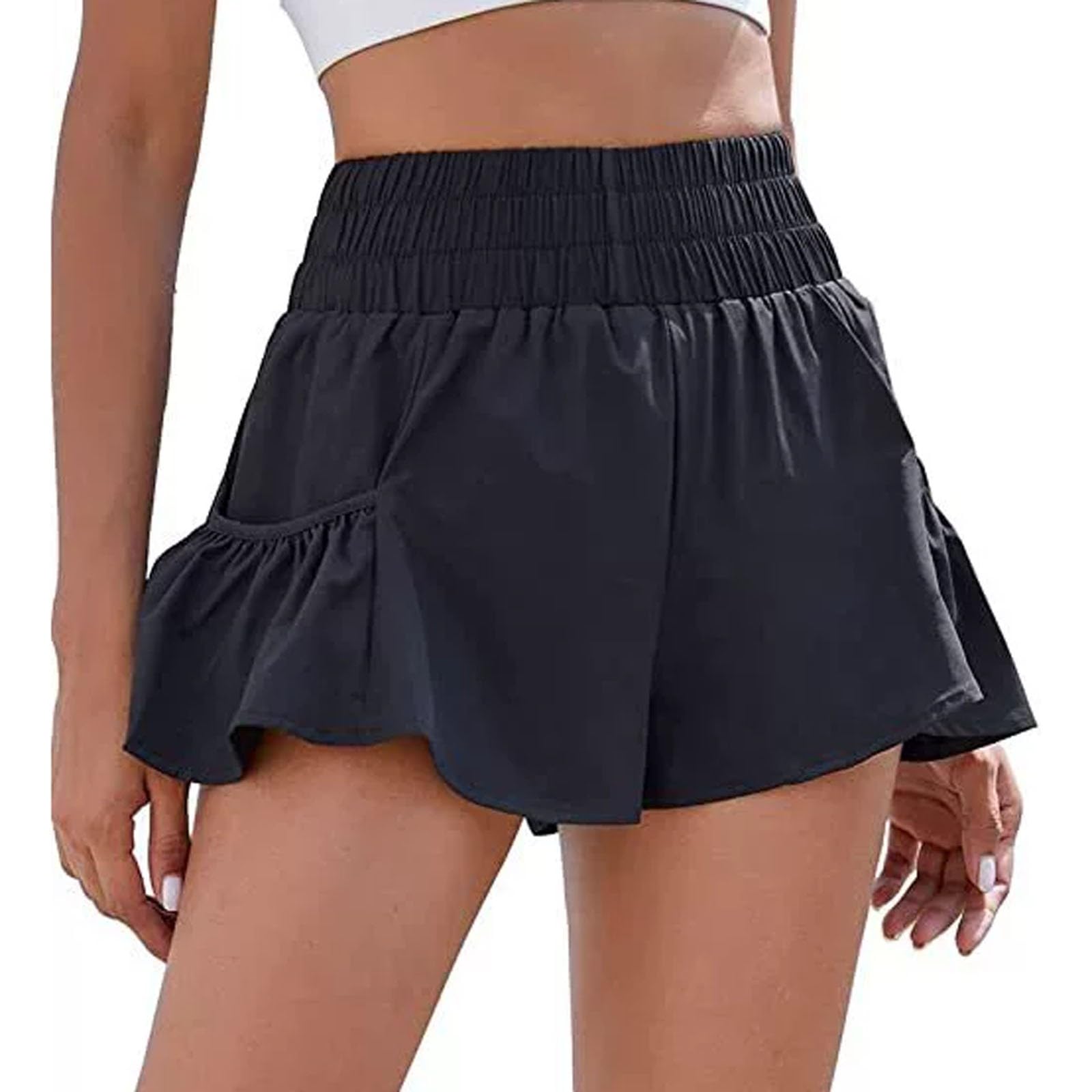 Bermudas Mujer con cordón y bolsillos shorts Veraniegos bermudas con cordón shorts Elásticos y suaves Cómodos Elásticos Ligeros pantalones cortos Holgados Transpirables Elegantes pantalones cortos