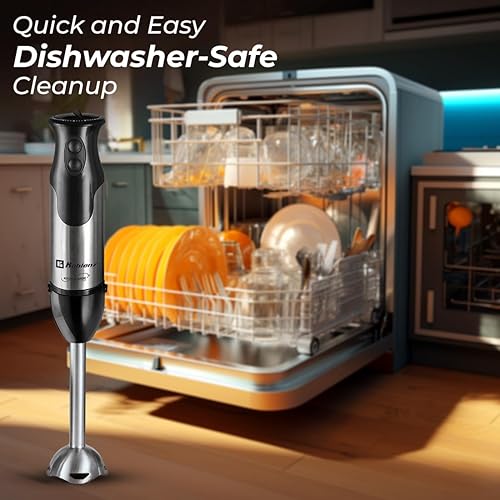 Miniatura 6 de Koblenz Batidora de mano de inmersión 2 en 1 con motor de 800 W, acero inoxidable, 2 velocidades con control variable, incluye taza medidora y