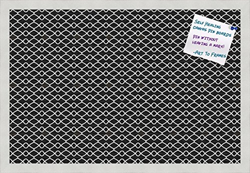 PinPix Decorative pin Cork Bulletin Board Made from self-Healing Canvas, Knotted Diamond Design Printed at 24x16 Inches and Framed in Satin White Frame(WOM59504)