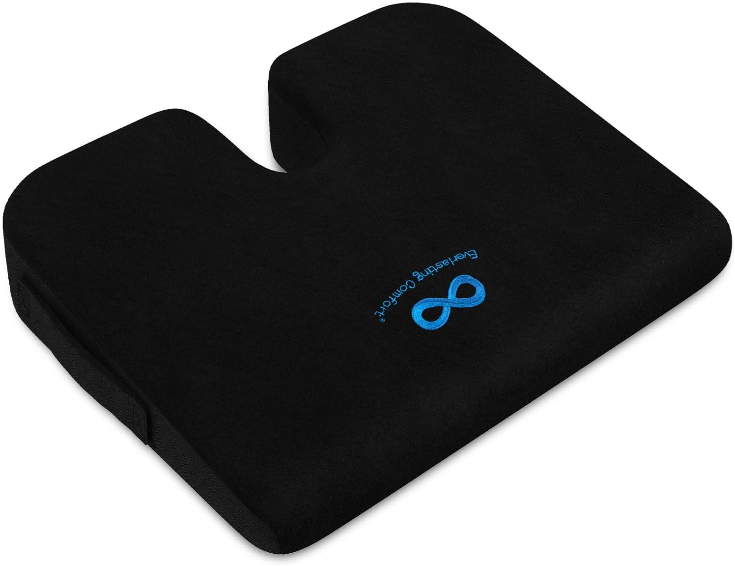 Everlasting Comfort Car Seat Cushion for Driving - Wedge Car Cushion for Office, Travel, Gaming Chair Memory Foam Driver Booster for Short People, Non-Slip, Washable Cover, Back & Sciatica Relief