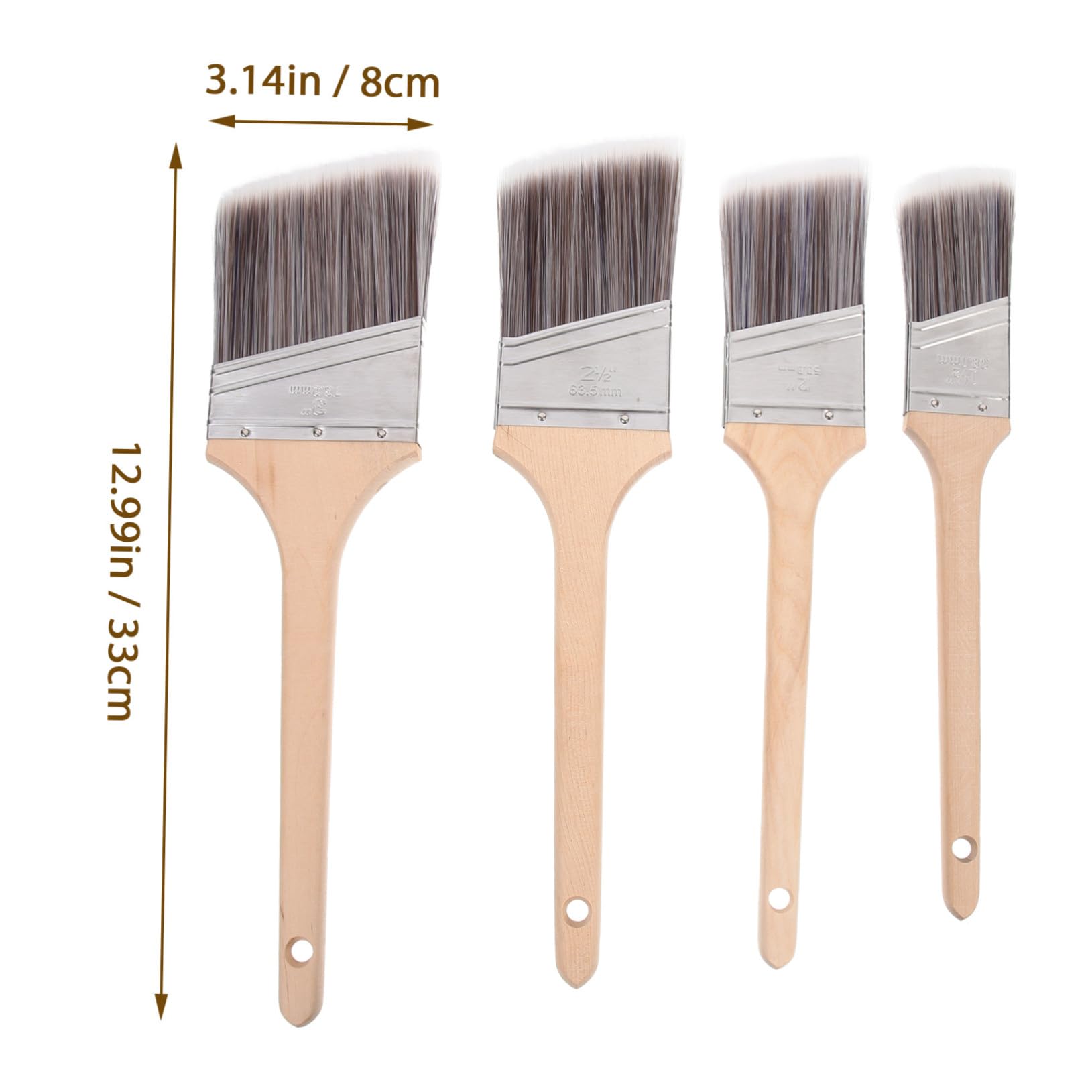 Pinsel mit Holzgriff für Aquarell und Ölmalerei 4 Stück Schulanfang Deko