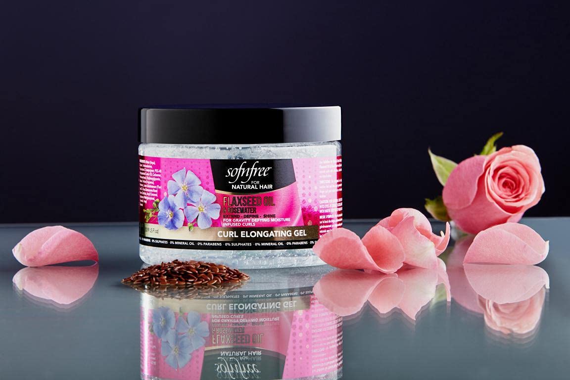 SOF N’ FREE Curl Elongating Gel with Flaxseed Oil & Rosewater Curly Hair Gel for Moisture-Defying, Hydrated Curls - Image 2
