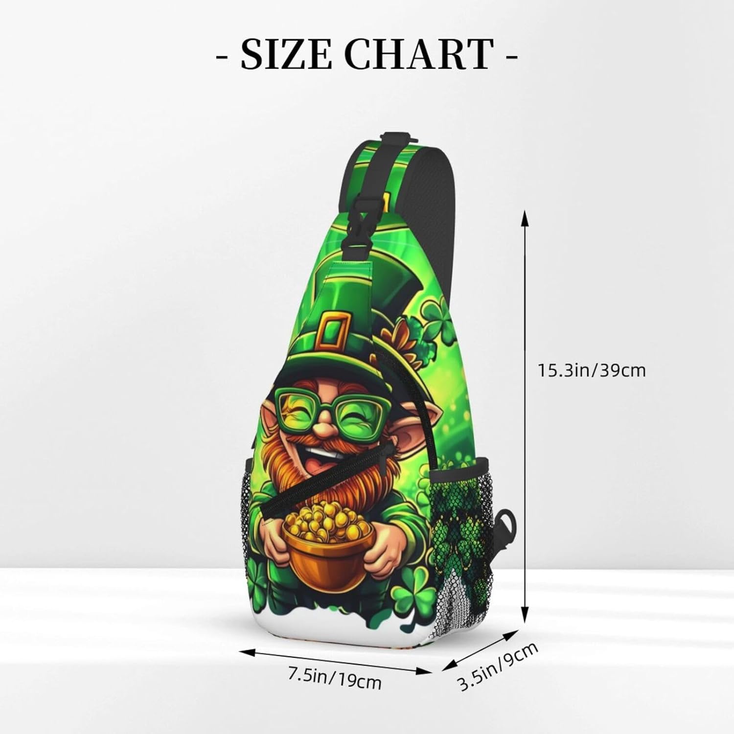 St Patrick's Day Sling Bag Crossbody Bags Clovers for Travel Running and Hiking for Men Women Gold Coin Elf 2 - Image 7
