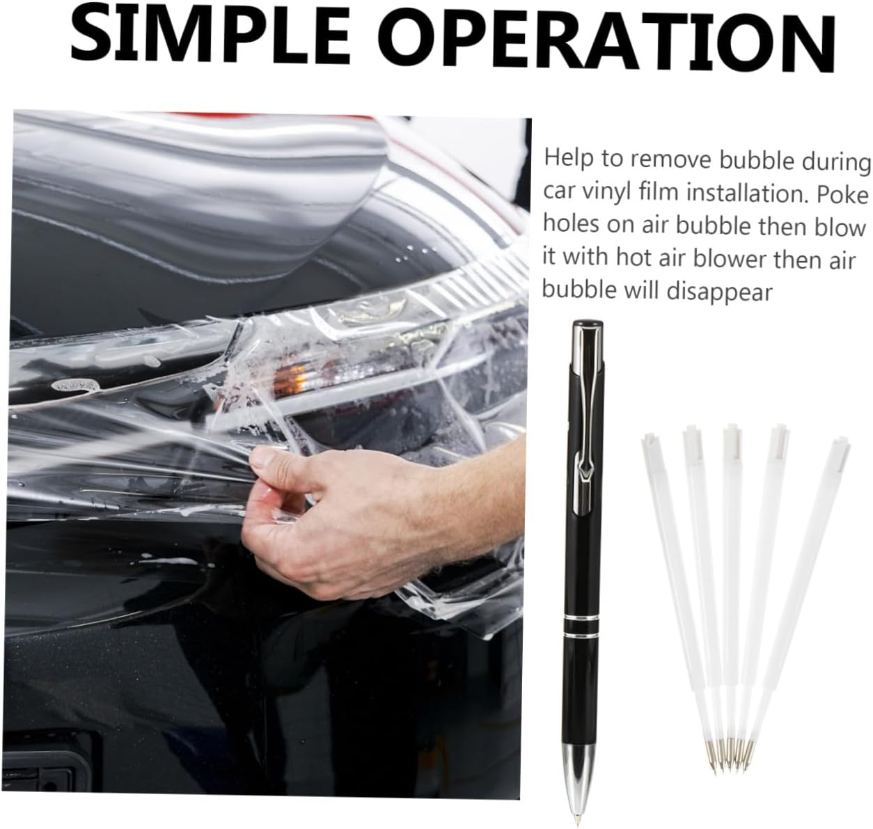 1set Bubble Removal Pen Refills Air Release Tool for Wraps Window Films and Wallpaper Installation Lightweight and Portable Design