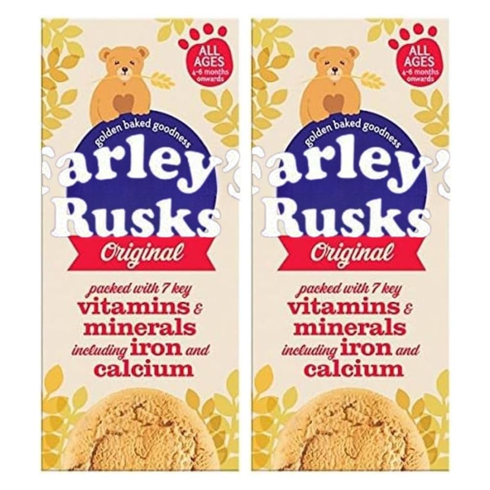 Farleys Rusk Original 9 Biscuits 150g x 2, Baked Cookies Sweet Biscuits Snack Treat Calcium Iron Mineral Vitamin A B C with Welari Thank You Card | (2pack) (3000g)