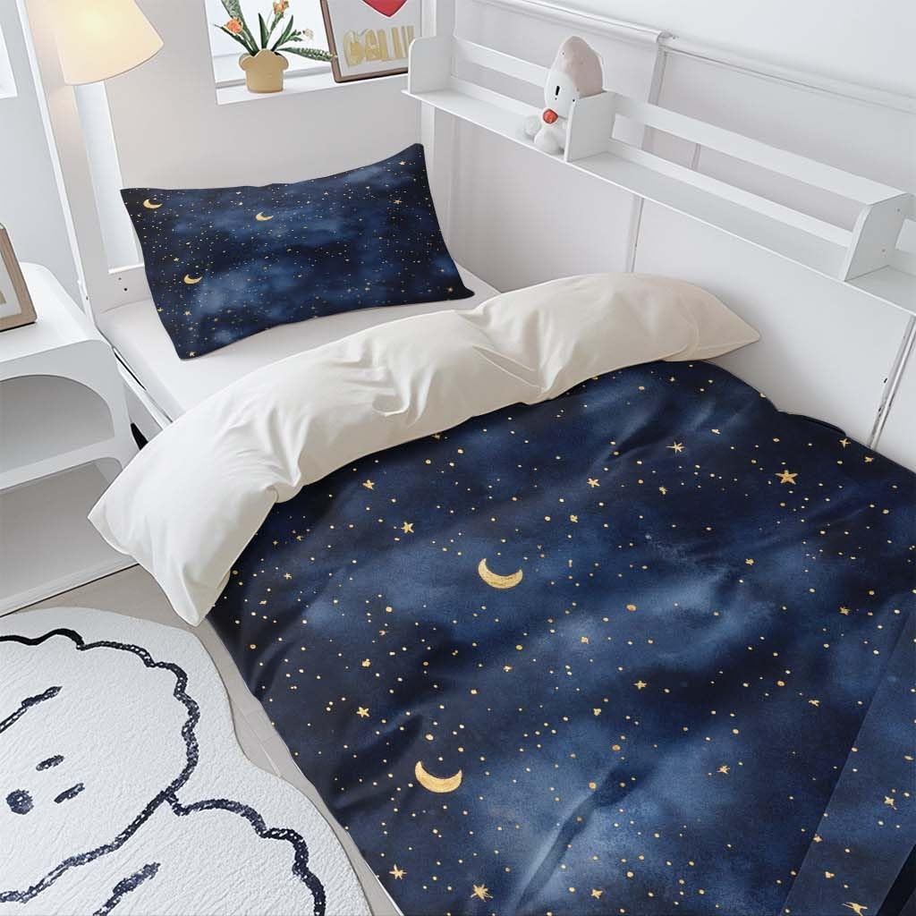 Ensemble de literie 3 pièces Nuit étoilée avec housse de couette moderne en polyester doux