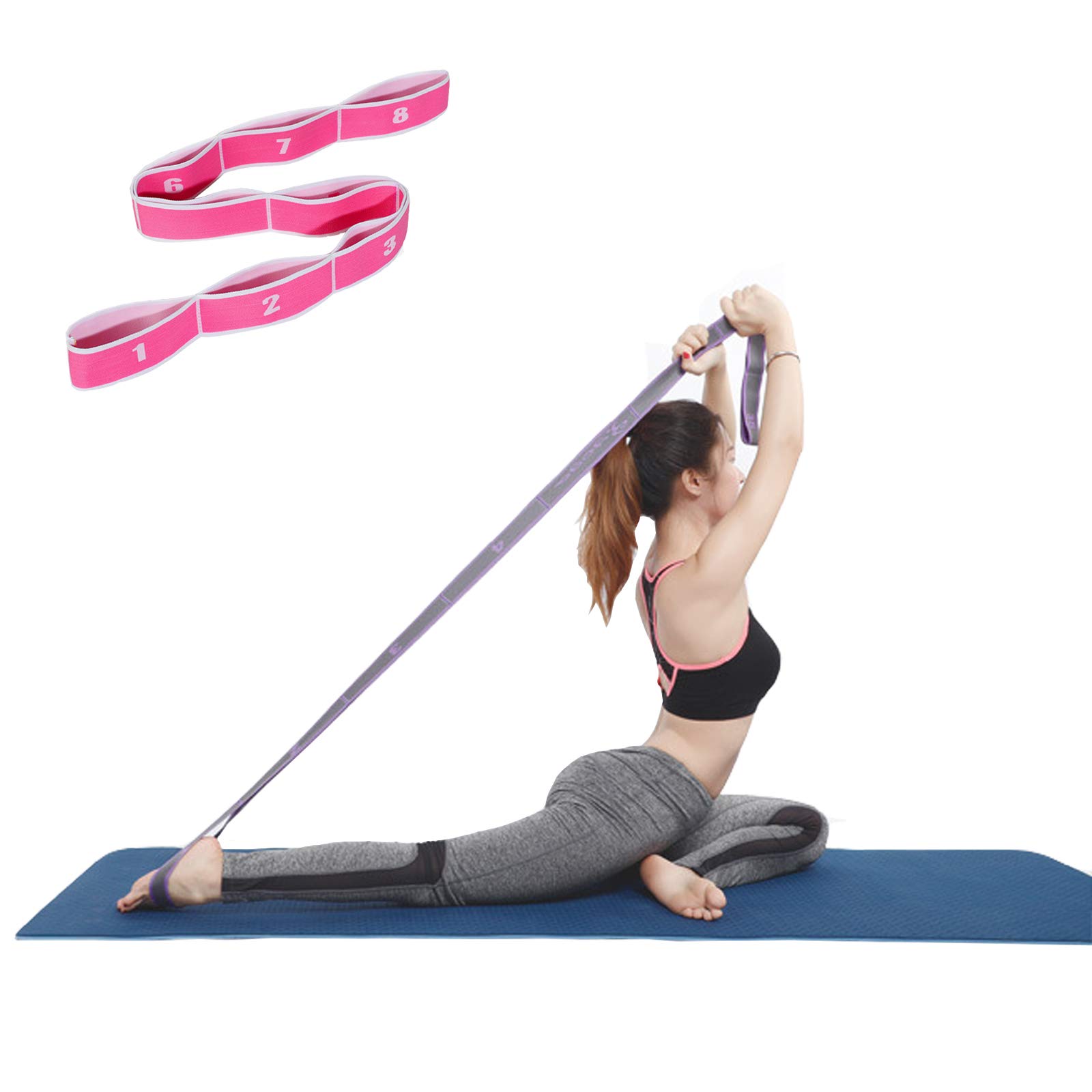Yoga Stretch Strap, Exercise Strap, Multi Loops Adjustable Exercise Band for Yoga Pilates Dance and Gymnastics, Kids Dancing Assistance and Rehabilitation