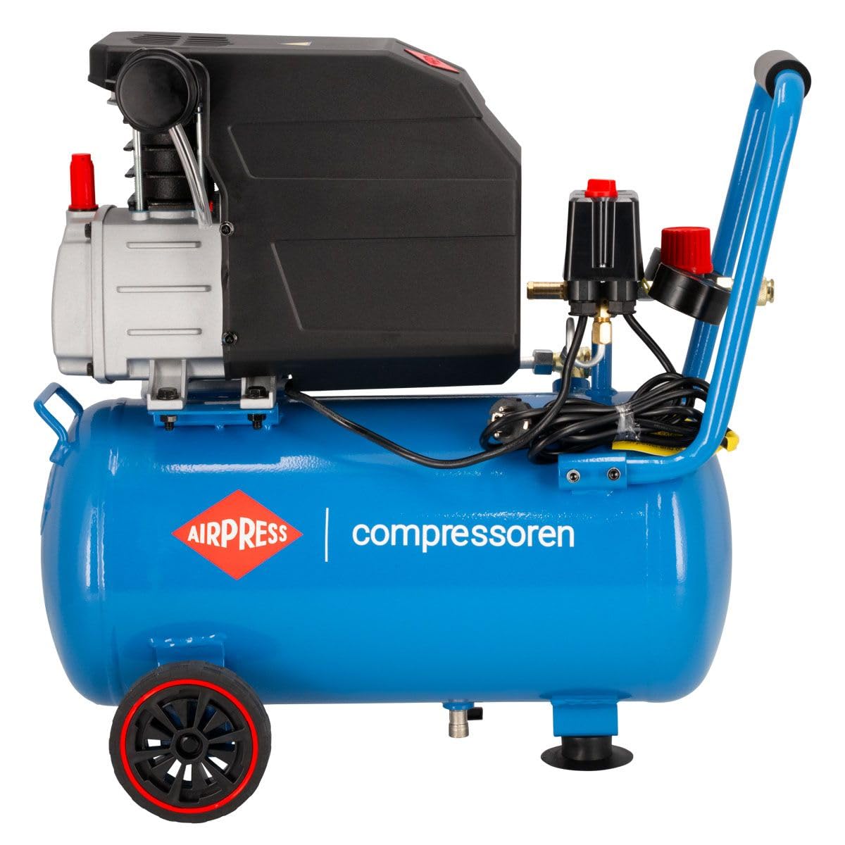 AIRPRESS - Compresor HL 260-25 8 bar 2 CV/1.5 kW 206 l/min 24 l - Compresor aire con ruedas - Compresor de aire 24 litros para usuarios doméstico, talleres y aficionados.