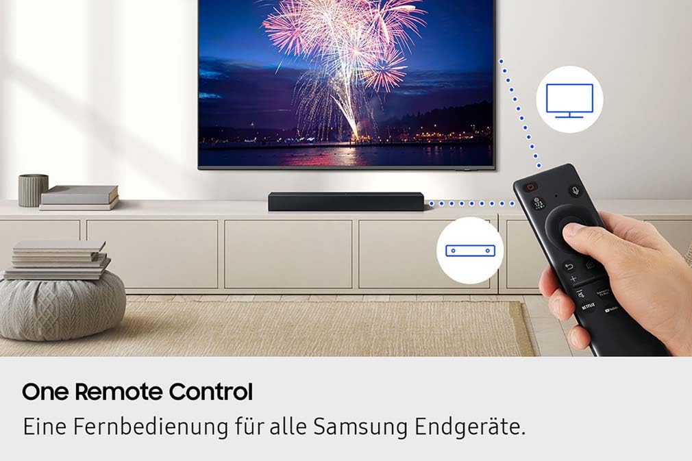 Samsung HW-B410GF B-Series 2.0-Kanal-Soundbar für Fernseher, TV-Lautsprecher mit integriertem Subwoofer, One Remote Control, Game Mode, Bluetooth, Surround Sound Expansion (SSE)
