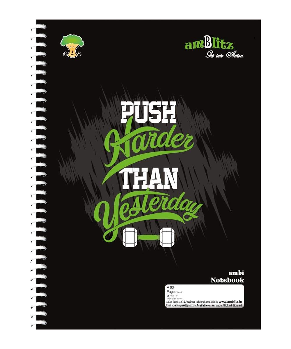 amblitz Spiral Notebook | 500 Pages | A4 Size | Single Line Ruled | Beautiful Covers with Motivational Quotes | Pack of 1 Notebook | School College Student Notemaking Notebook | 70 GSM Thick Paper