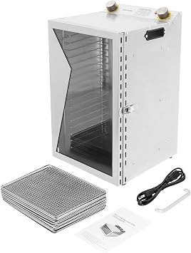 Bepritm Commercial Food Dehydrator, 18-Tray Stainless Steel Fruit Dryer Machine with LED Display, Adjustable Timer 0-24H & Temperature 86-194F for Jerky, Meat, Herbs, Vegetables 18 Trays 600W