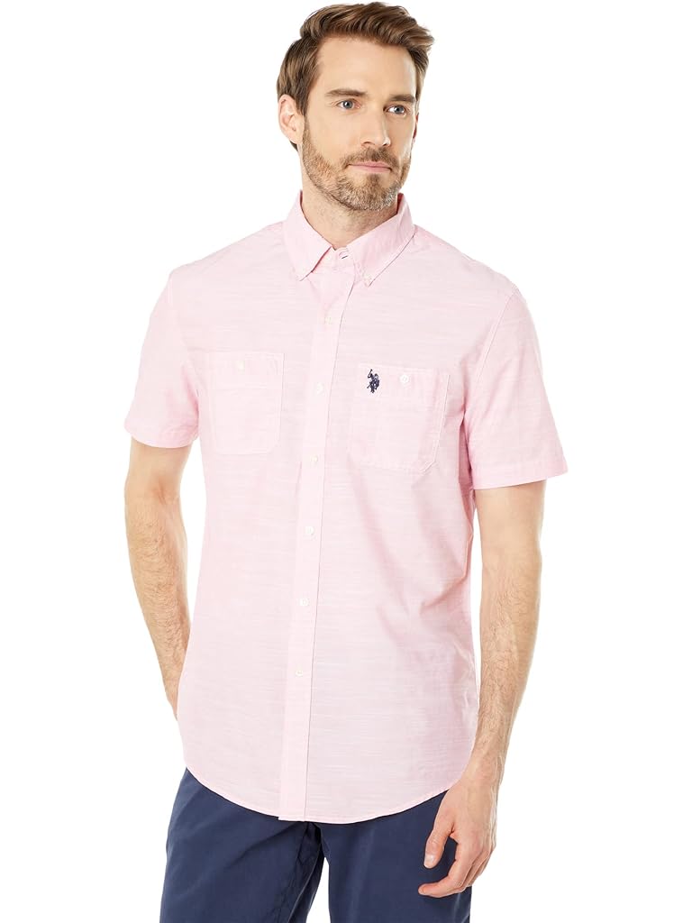 U.S. POLO ASSN. Short Sleeve Solid Eoe Slub Woven Shirt