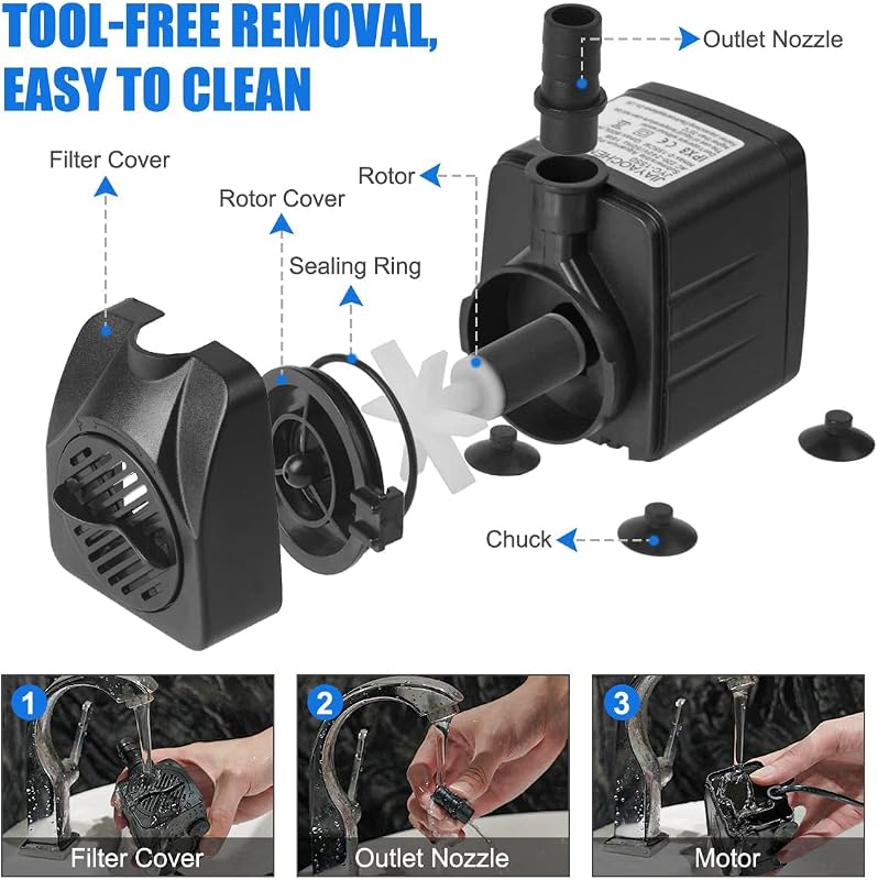 flintronic Mini Vízpumpa 600 L/h Csendes Akváriumhoz Szökőkúthoz Tóhoz
