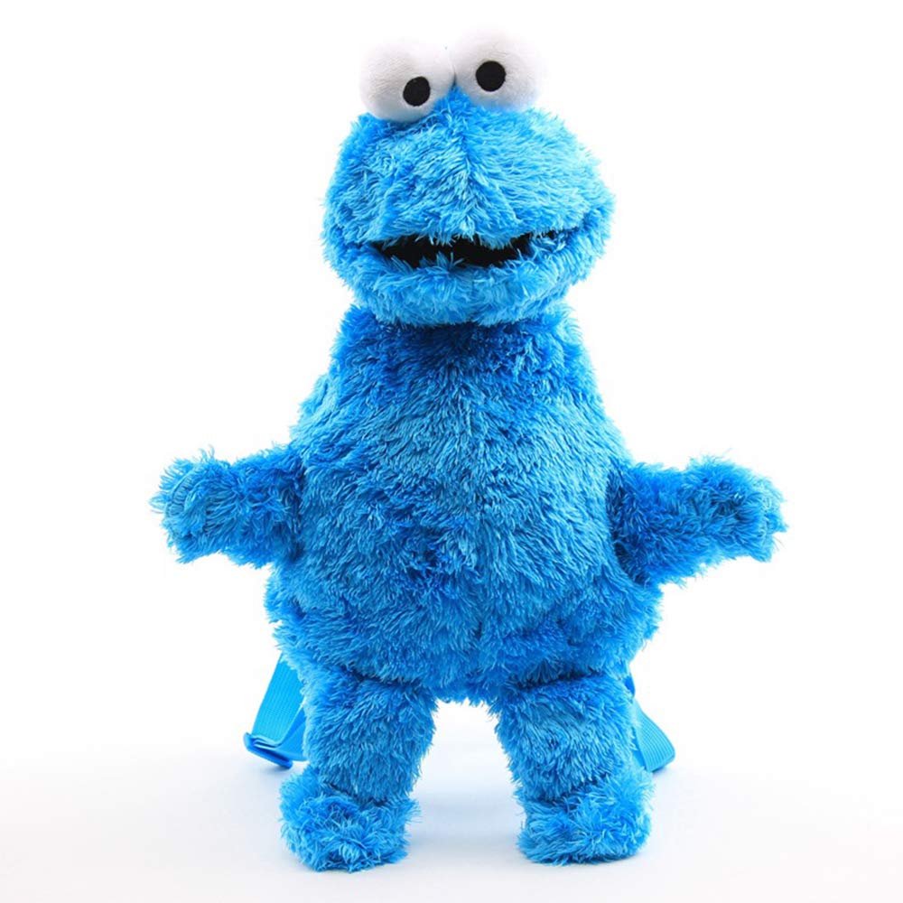 Mochila infantil de peluche de anime Plaza Sésamo, diseño de Elmo, galleta, monstruo, pájaro grande, mochila escolar de peluche suave (azul), azul, children