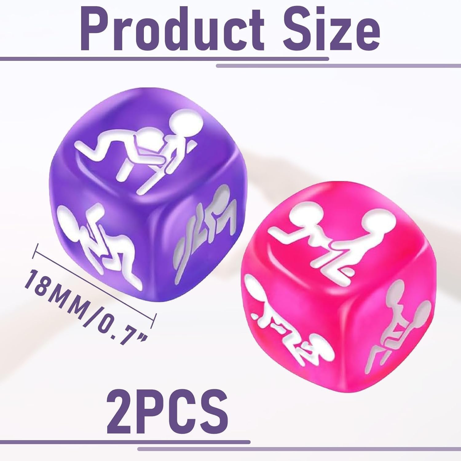 2 Pcs Naughty Date Night Dices for Couples, Sex Game Positon Dice Set Adult with 6 Sex Positions (Pink) and 6 Oral Positions (Purple), Spicy Sex Game Dice, Romantic Anniversary & Valentines Gifts