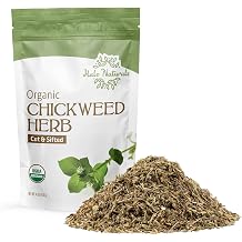 Halo Naturals Organic Chickweed Herb Cut & Sifted, 4 Ounces Stellaria media USDA Certified | Resealable Pouch| Packaged in The USA