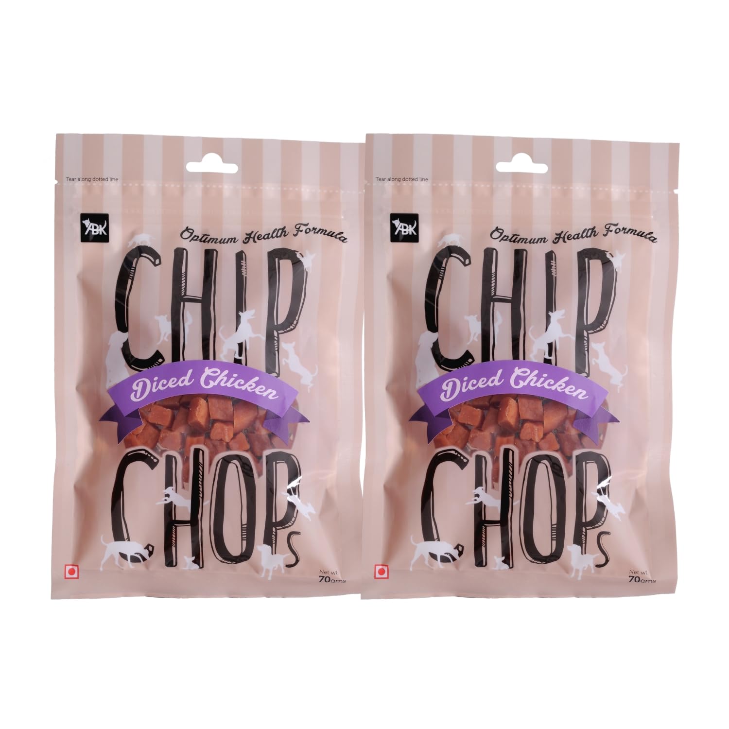 Chip Chops Diced Chicken Dog Treat, Easily Digestible, Healthy Dog Treat, Perfect for Snacks, Suitable for All Dog Breeds, (Pack of 2) - Each 70gm