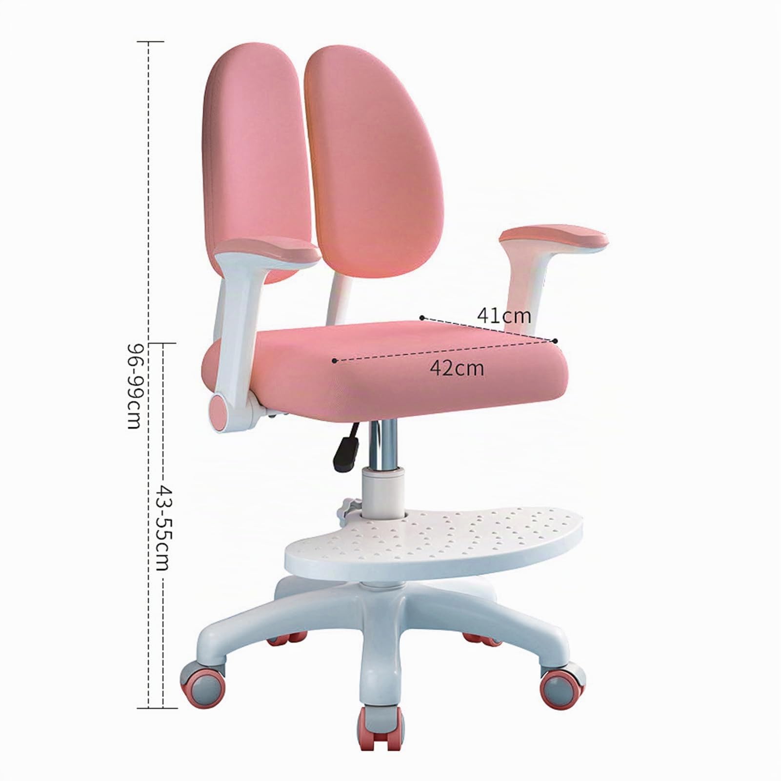 Chaise de bureau améliorée pour enfants, chaise d'ordinateur réglable pour enfants, chaise d'étude réglable en hauteur avec roues à 360 degrés, siège ergonomique pour enfants, double soutien dorsal